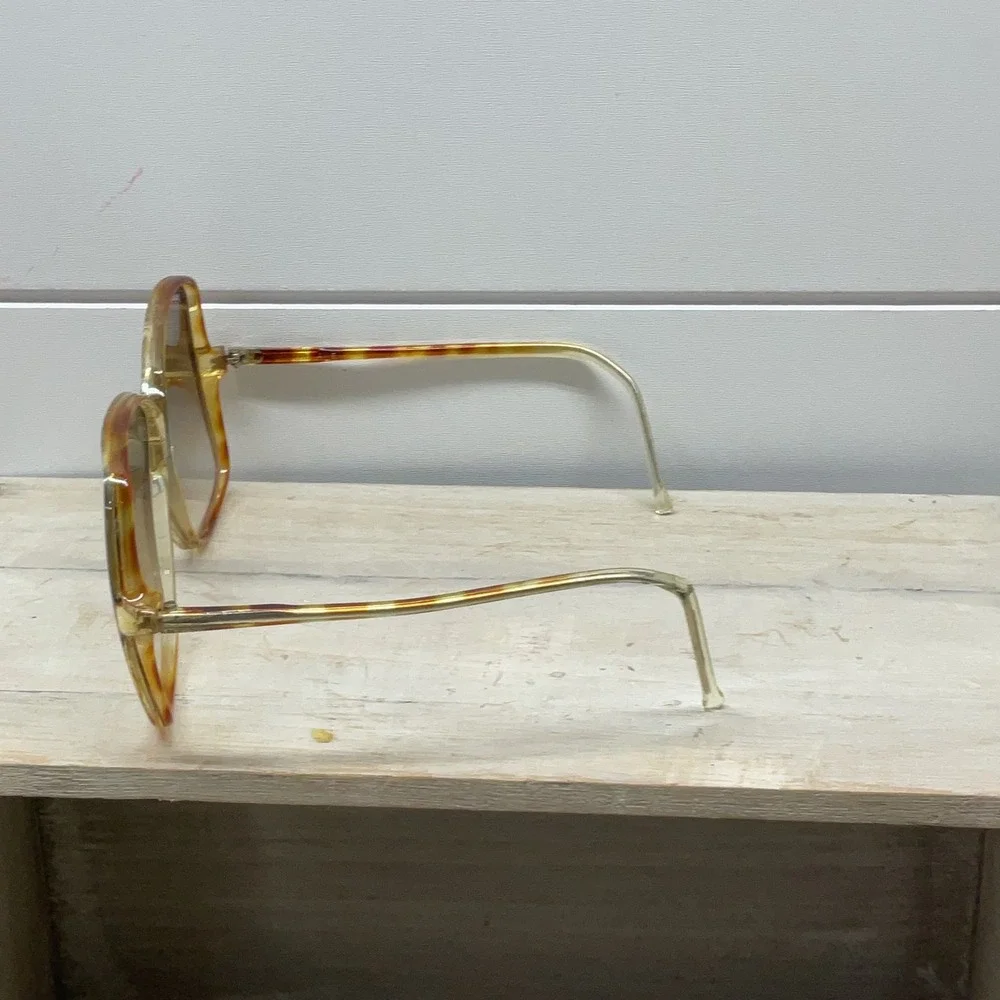 Vintage Piave Italy Oversized 70s Sunglasses Tortoise Butterfly Clear Frames
